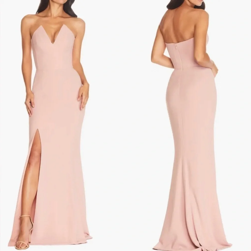 NWOT Dress the Population Fernanda Strapless Evening Gown sz S blush